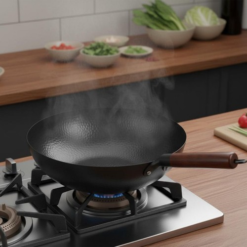Wok fer martelé sans - wok,