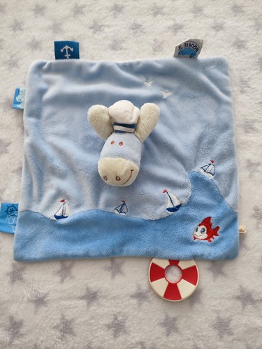 Doudou plat âne paco bleu - doudou,
