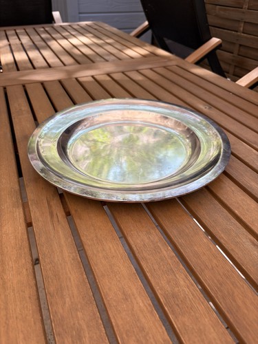 Plat rond métal argenté - plat,