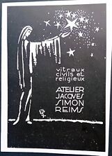 1930' 51 Reims Antique Art Deco Stained Glass Workshop Jacques Simon Old Advertising