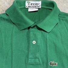 Vintage 1970s 70s Classic LIME GREEN Cotton Lacoste Polo Shirt IZOD Homme Sz S