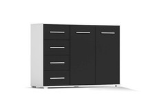 Commode tiroir buffet FRIDA 01 2D4S 135 cm blanc/noir