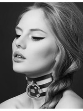 Collier en cuir noir SM triple