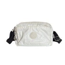 Auth Kipling - White Dark Gray Nylon Shoulder Bag