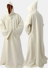 White Monk Robe with Fixed Hooded