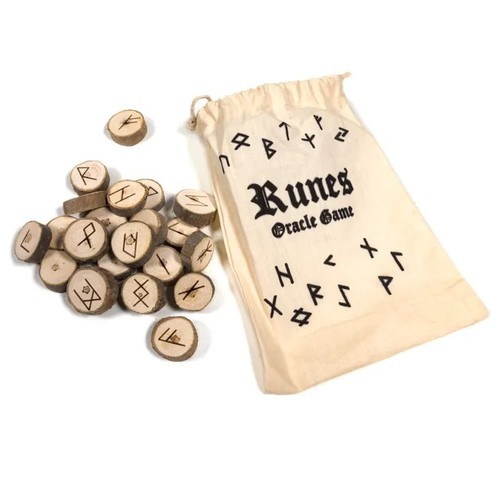 Jeu runes bois de - 25,