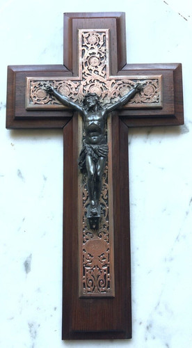 Ancien crucifix bois métal - crucifix,