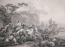 Pierre Francois Laurent - Le Passage du Bac - copperplate engraving - 1773