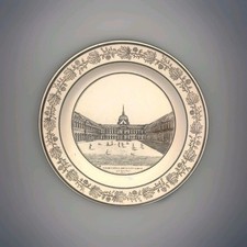 Assiette 19e Faience Fine De Choisy , Vue De L'hôtel Royal Des Invalides Paris 