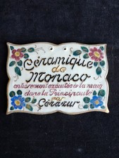 Beautiful ceramic advertising plaque of the Principality of Monaco CÉRAZUR 