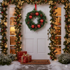 Couronne de Noël décorative premium décoration de Noël Intérieur/Extérieur 40 cm