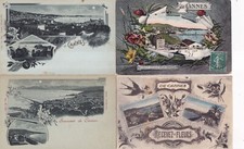 Lot of 4 Antique Postcards Postcards CANNES Souvenir Friendships Flowers