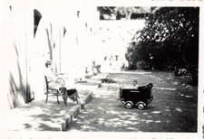 OLD PHOTOGRAPH IN SAINT CHAMAS IN FRONT OF HOUSE BABY HEADBAND MOM & THE DOG