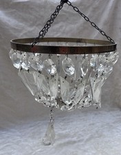 ANTIQUE CRYSTAL GLASS LUSTRE BAG CHANDELIER - PENDANT CEILING LIGHT SHADE