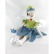 Doudou lutin fée vert bleu