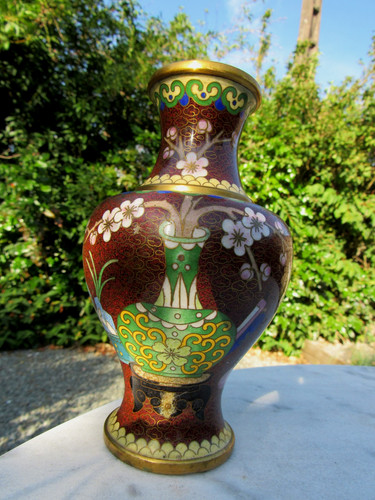 Ancien vase emaux cloisonné - emaux,