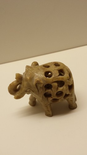 Carved soap stone elephant - carved,