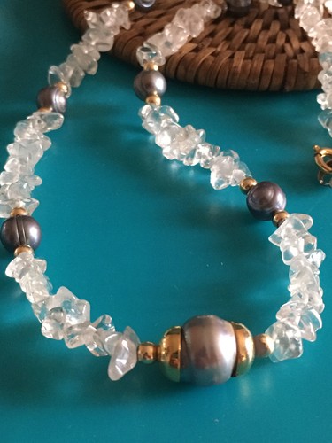 Vintage collier doré - doré, perles