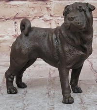 Bronze Shar Pei , Statue Animal Figurine Sculpture Chien Œuvre Solde