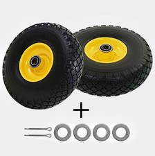 Lot de 2 roues increvables PU 255mm – diable, brouette, chariot – avec goupilles
