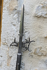 MEDIEVAL HAST WEAPON WAR HALBERD FRANCE WITH IRON OPENWORK 16th century