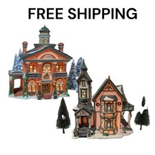 Heartland Valley Village Porcelain Lights White 2 Story House Box Vtg Department