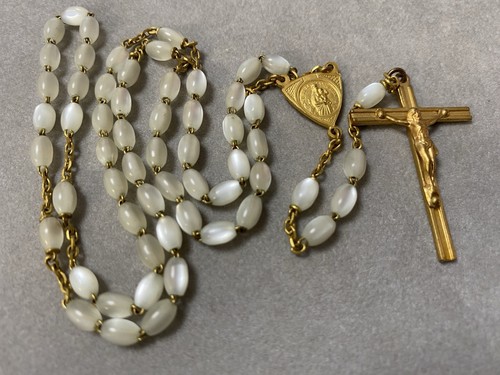Ancien chapelet nacre crucifix - nacre,