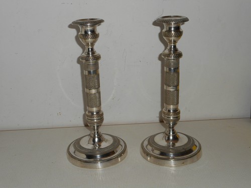 Paire bougeoirs bronze - de,