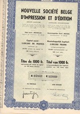 Action Nouvelle Société Belge d'Impression et d'Edition, 1000 Fr de 1947