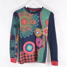 Haut pull femme Desigual taille 158-164 cm 13/14 col rond imprimé perles mandala