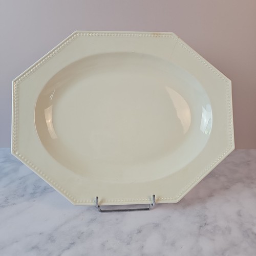 Plat ovale ivoire perlé - plat,