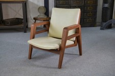 1940-1950's Mahogany and Skai Modernist Armchair