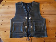 gilet jacket cuir noir biker taille XL