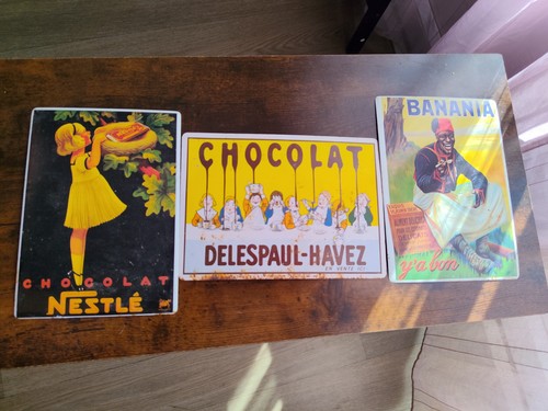 Trio plaques publicitaires - plaques,