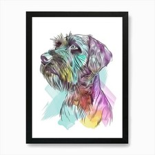 Wirehaired Pointing Griffon Dog Pas Framed Wall Art Poster Canvas Print Picture