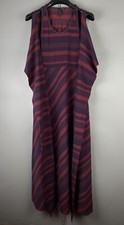 Sarah Pacini Oversized Polyamide Striped Maxi Asymmetric Dress Sz M / L