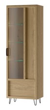 Standvitrine Limbo Droite Vitrine en Verre 65x40x196cm Chêne Artisan