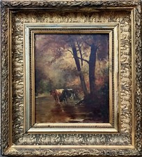 ancien tableau huile, bois