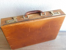 vintage LANCEL PARIS ancien MALLETTE en CUIR marron VALISE à code ATTACHE CASE