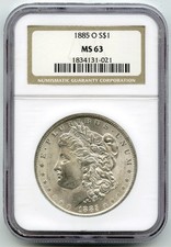 1885-O Morgan Argent Dollar NGC MS63 Certifié - Neuf Orleans Mint - P705