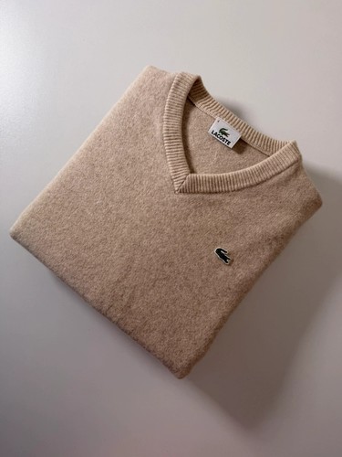 Pull lacoste col - v, beige