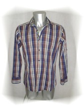 Très Jolie Chemise Rayée Marron Bleu Blanc Jaune Fleurs XOOS Taille 2  - 37/38