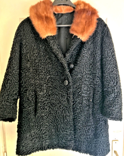Manteau vintage astrakan col - astrakan,