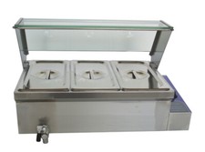 110V 1500W 6inch Deep 3-Pot Bain-Marie Buffet Food Warmer With 1/3Pan