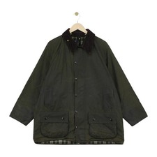 Barbour Beaufort Waxed Jacket Mens Size 46 Green Cotton Country Collared