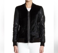 Muubaa Aterno Black Cow Hair-On Bomber Jacket
