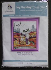 § kit complet canevas JOY SUNDAY : CITY CAT CHAT DE VILLE