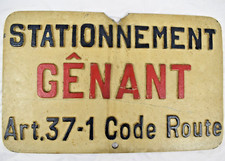 OLD CAST ALUMINUM PLATE PARKING GENANT ART. 37-1 CODE ROUTE 1930