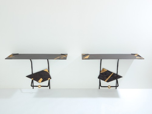 Paire consoles brutalistes - paire,