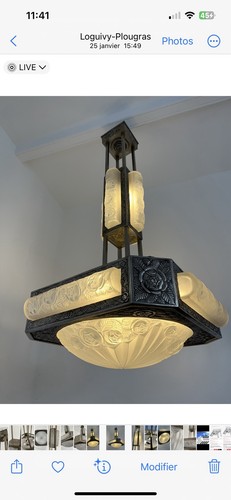 Lustre art deco signé - deco, deguÉ
